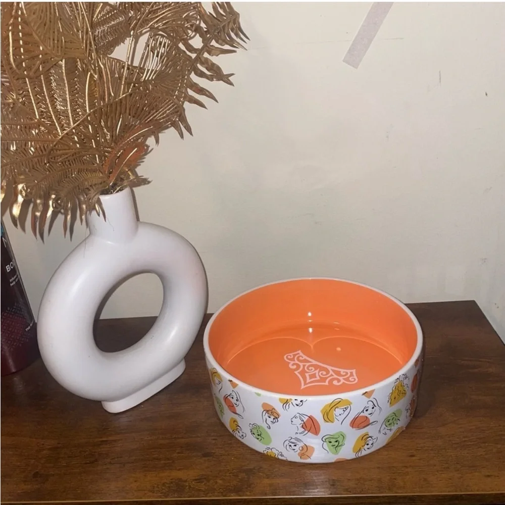 Vibrant Orange and White Decorative Bowl